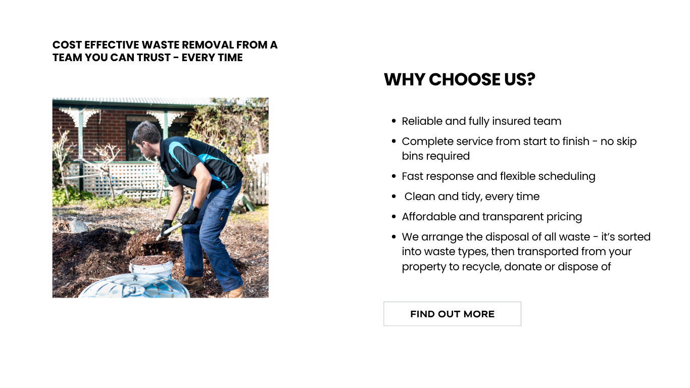 Why choose Lancasters Property Services?<br />
Reliable and fully insured team<br />
Complete service from start to finish - no skip bins required<br />
Fast response and flexible scheduling<br />
 Clean and tidy, every time<br />
Affordable and transparent pricing<br />
We arrange the disposal of all waste - it’s sorted into waste types, then transported from your property to recycle, donate or dispose of.